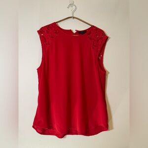 J. Crew Red Sleeveless Lace Blouse